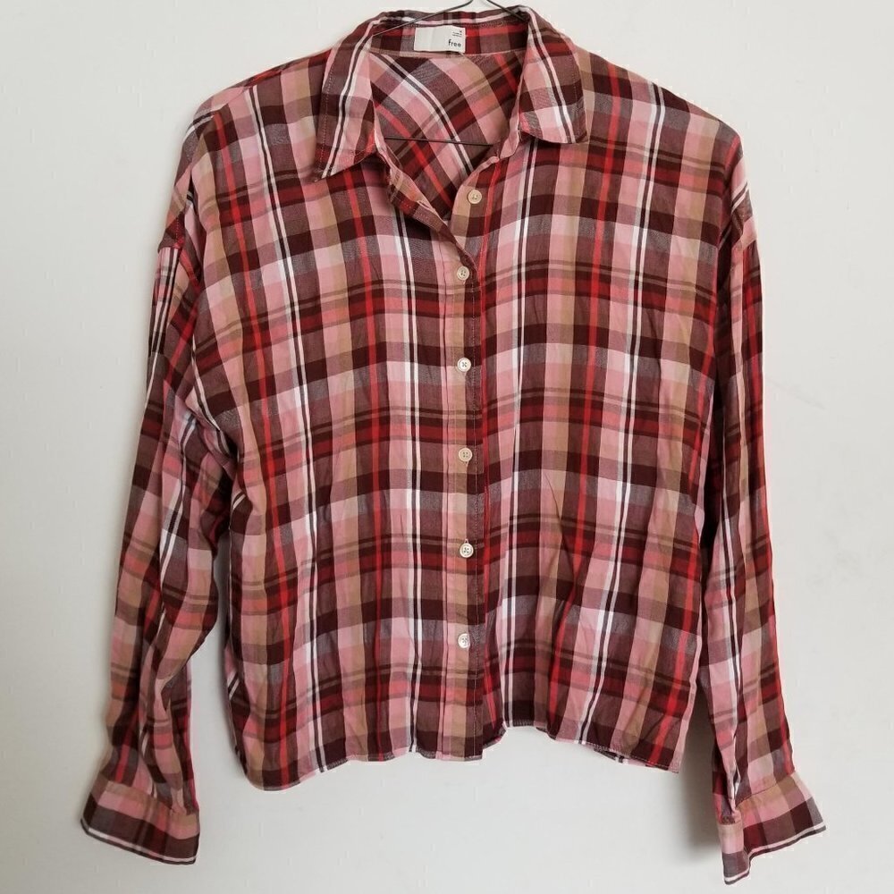 Aritzia Wilfred Free Plaid Flannel Button Front M